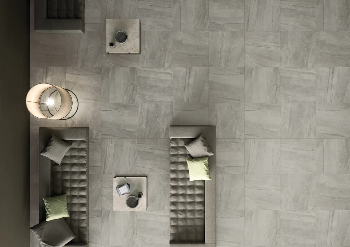 Gres Graniti Fiandre MEGALITH MAXIMUM efekt kamień - aranzacja w eleganckiej lazience