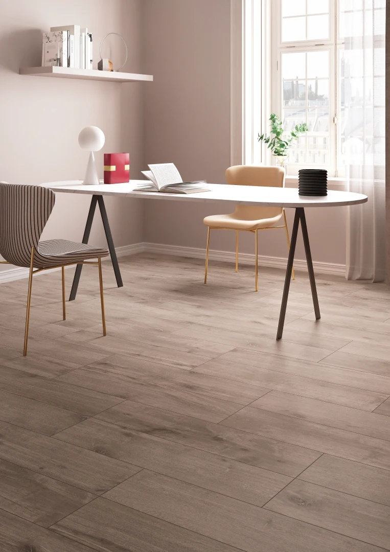 Gres Graniti Fiandre BOIS URBAIN efekt drewno - aranzacja w eleganckiej lazience