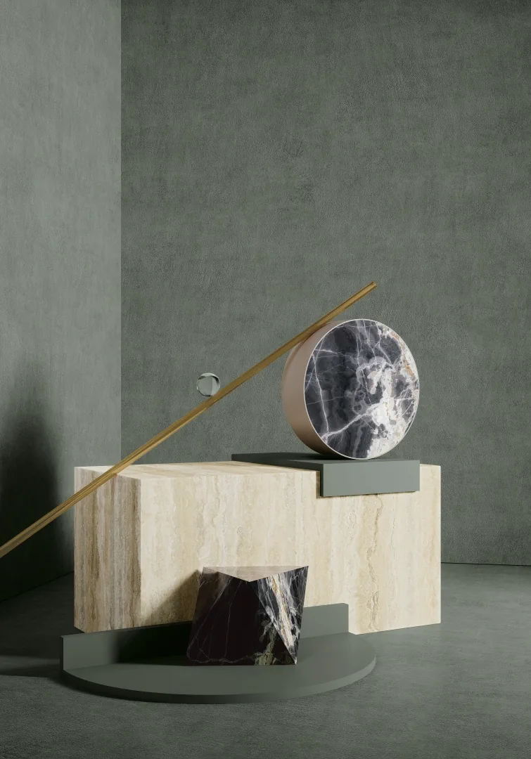 Gres Graniti Fiandre BALANCE efekt beton - aranzacja w eleganckiej lazience