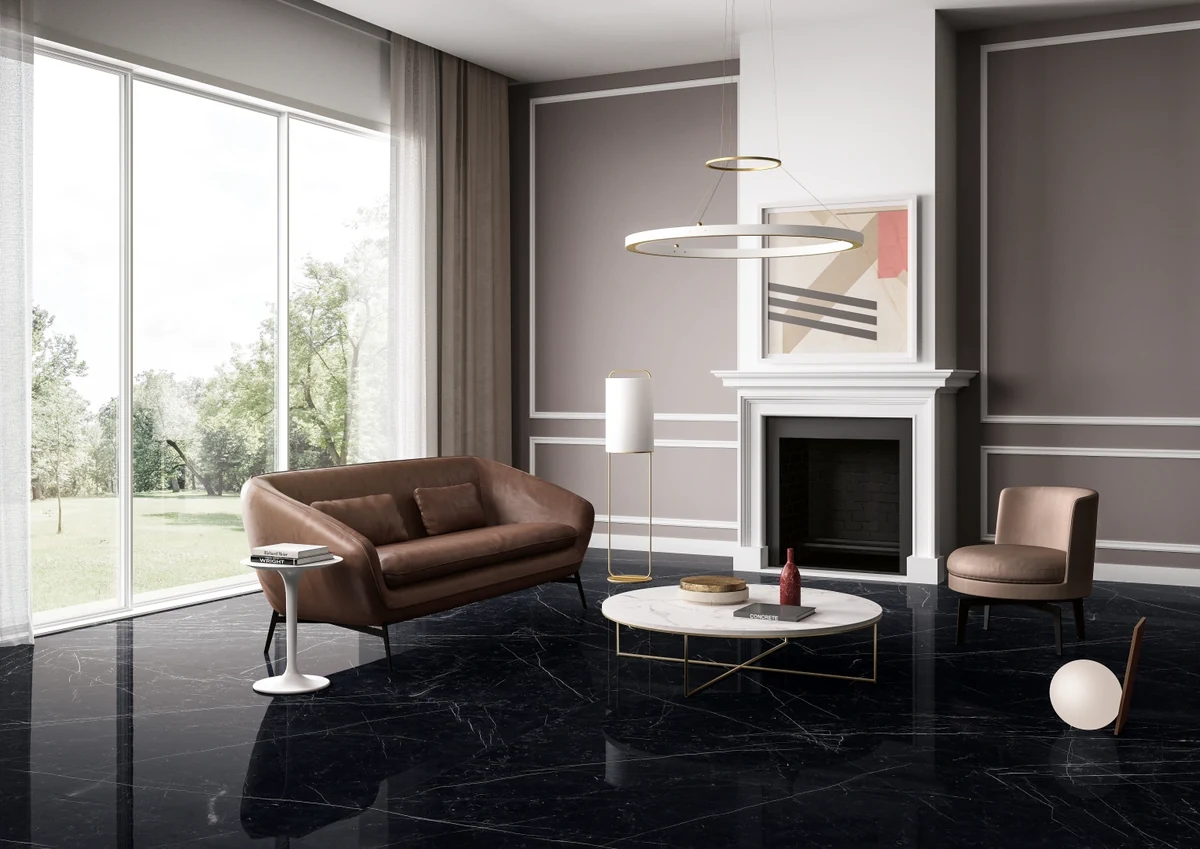 Gres Graniti Fiandre MARMI MAXIMUM efekt marmur - aranzacja w minimalistycznym wnetrzu