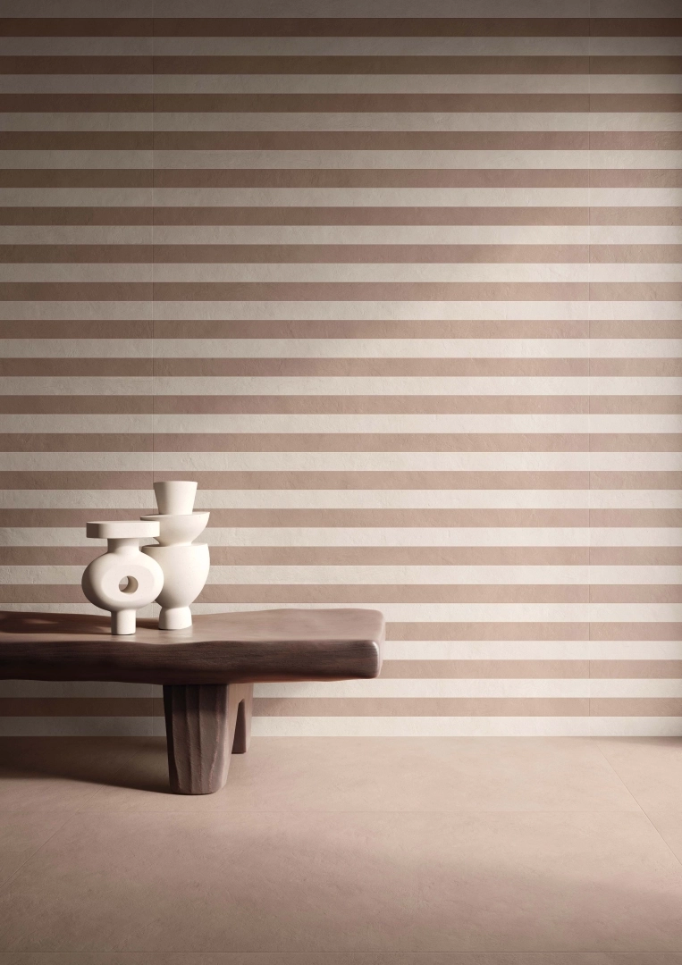 Gres Flaviker PALETTE efekt beton - aranzacja w korytarzu z naturalnym swiatlem