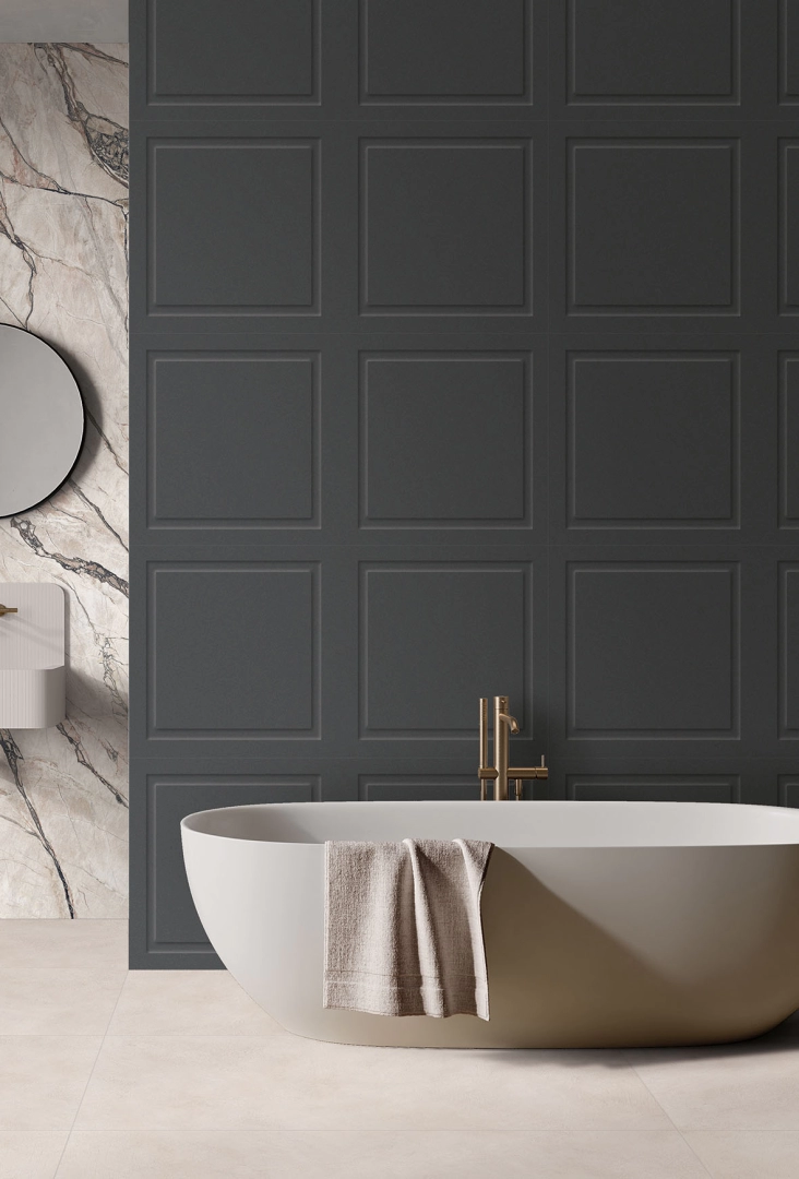 Gres Flaviker BOISERIE efekt kolor - aranzacja w eleganckiej lazience