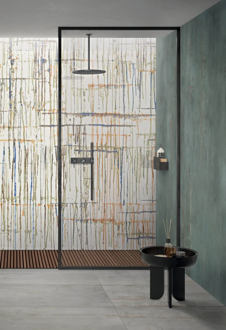 Gres Flaviker ART WALLS efekt tapeta - aranzacja w minimalistycznym wnetrzu