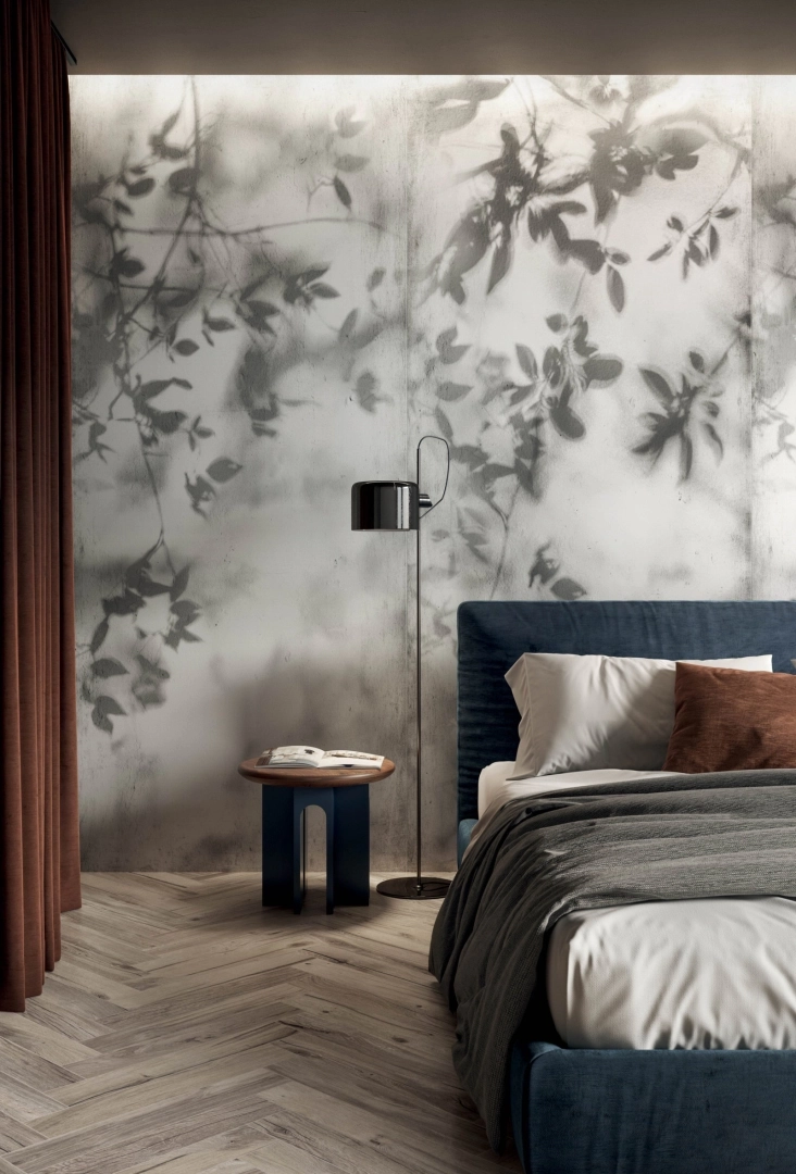 Gres Flaviker ART WALLS efekt tapeta - aranzacja w nowoczesnym salonie
