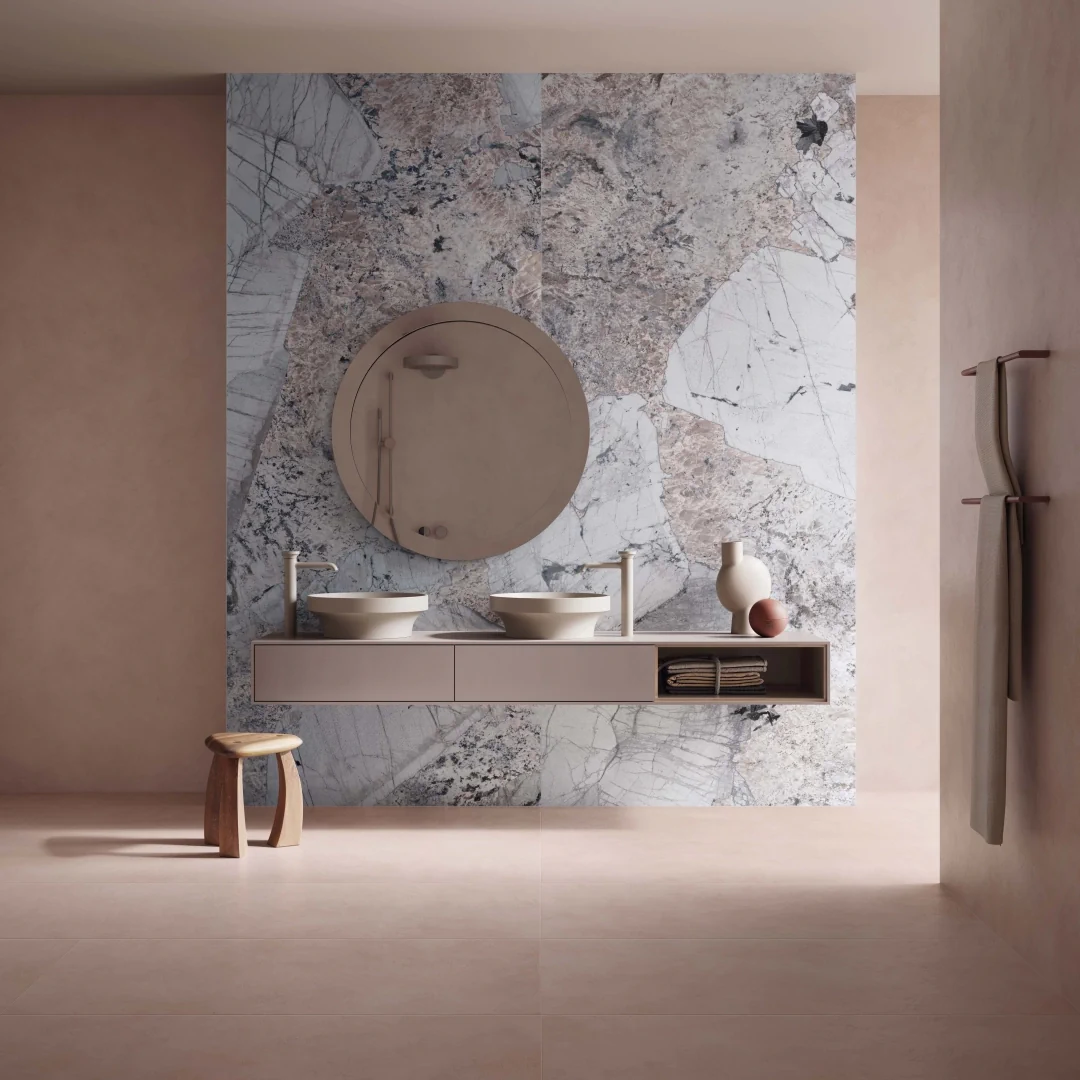 Gres Flaviker PALETTE efekt beton - aranzacja w eleganckiej lazience