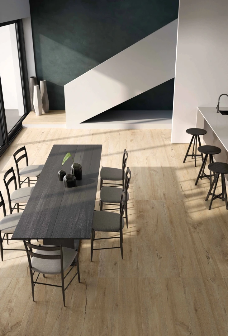 Gres Flaviker COZY efekt drewno - aranzacja w eleganckiej lazience