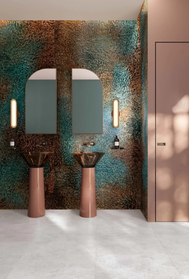 Gres Flaviker ART WALLS efekt tapeta - aranzacja w eleganckiej lazience