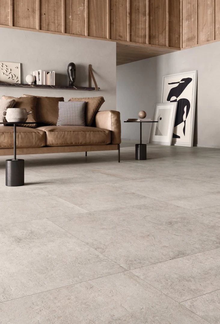 Gres Flaviker RE_TOUR efekt beton - aranzacja w minimalistycznym wnetrzu