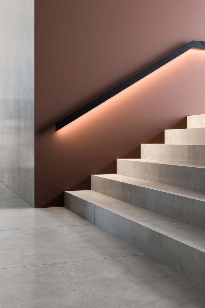 Gres Flaviker HYPER efekt beton - aranzacja w nowoczesnym salonie
