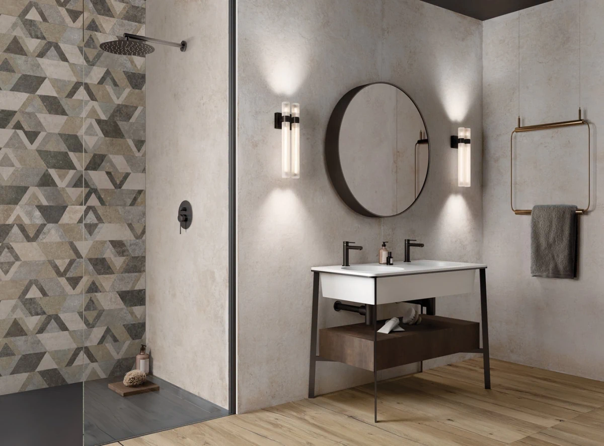 Gres Flaviker RE_TOUR efekt beton - aranzacja w eleganckiej lazience