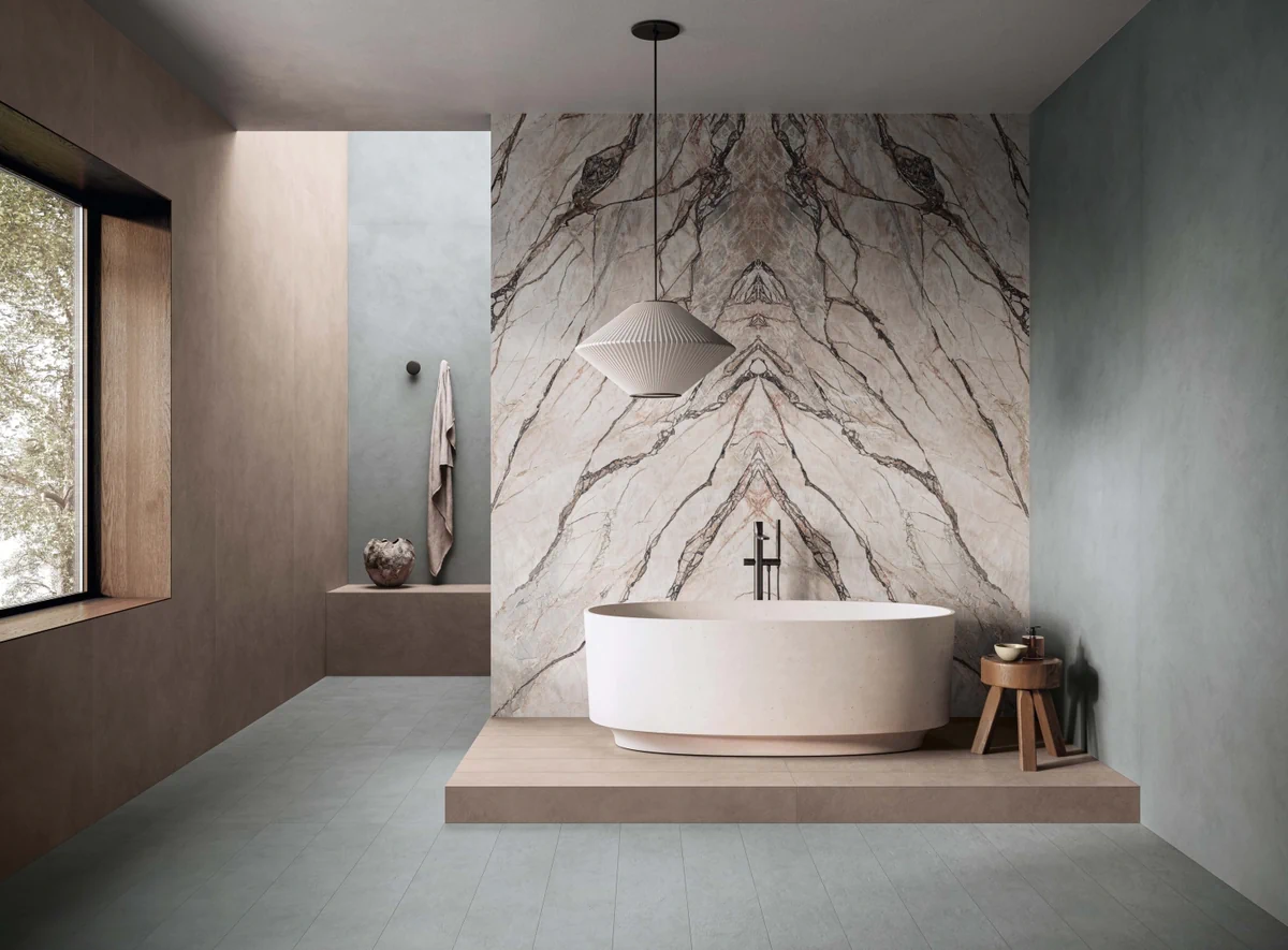 Gres Flaviker PALETTE efekt beton - aranzacja w minimalistycznym wnetrzu