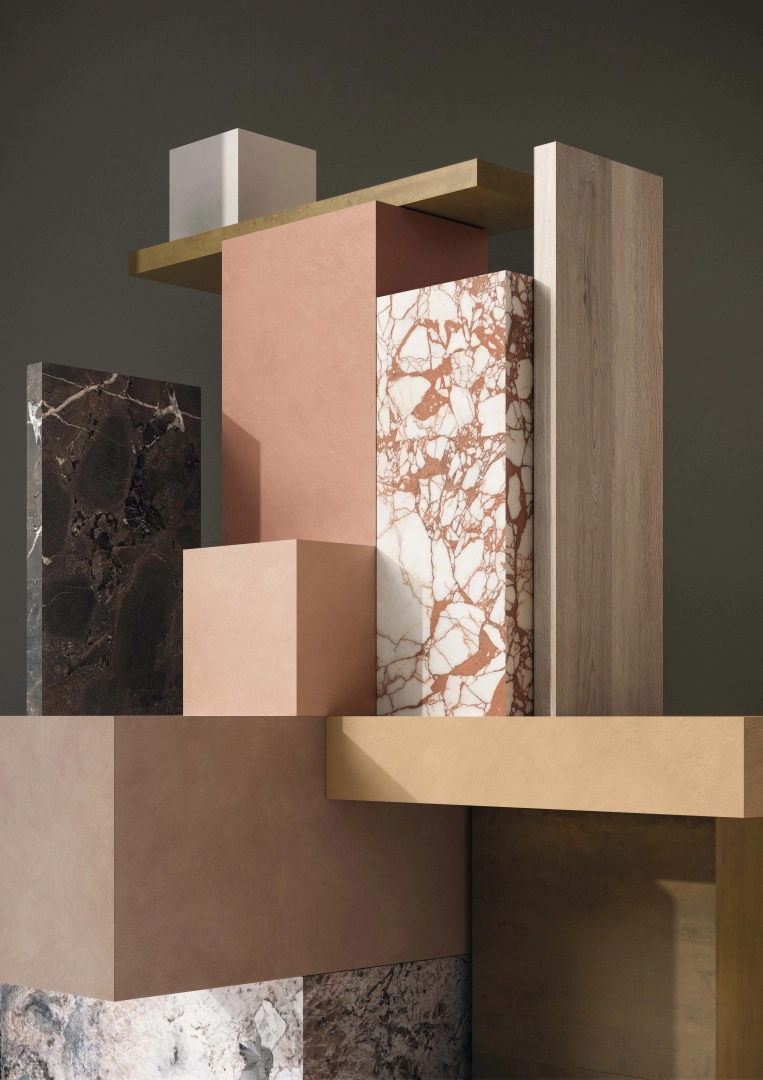 Gres Flaviker PALETTE efekt beton - aranzacja w nowoczesnym salonie