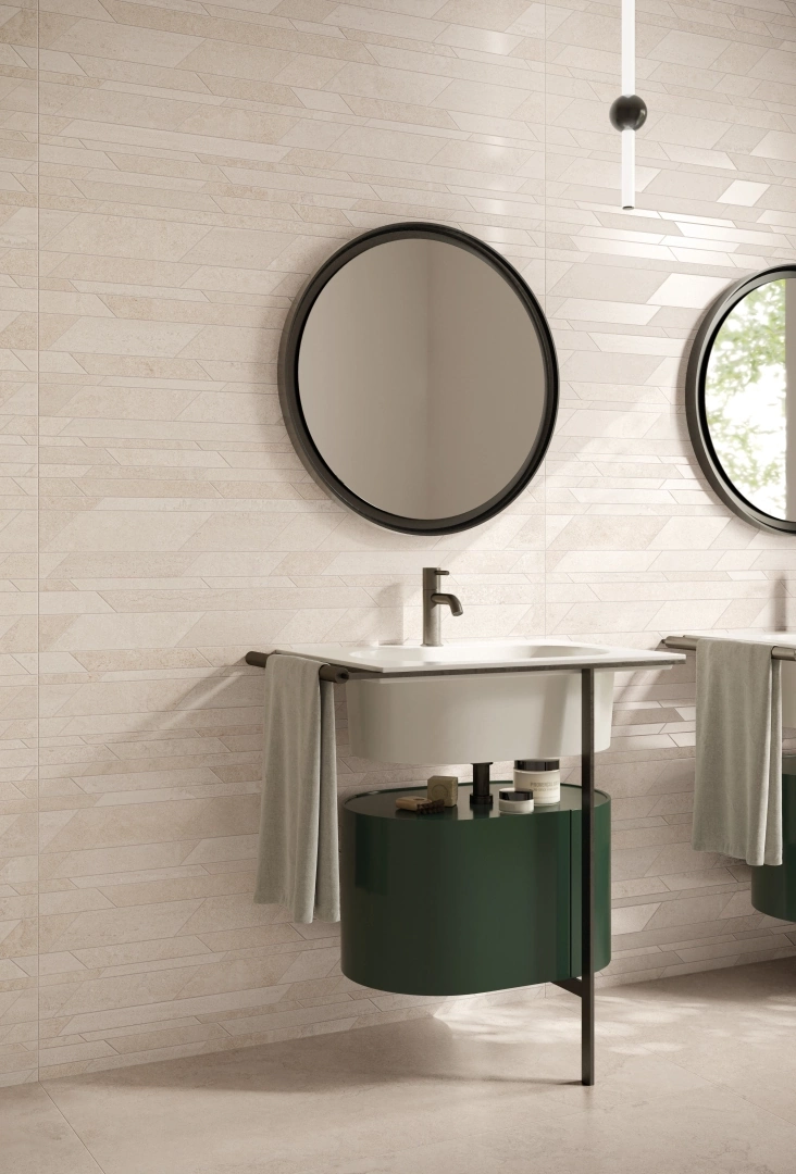 Gres Flaviker DOUBLE efekt kamień - aranzacja w eleganckiej lazience