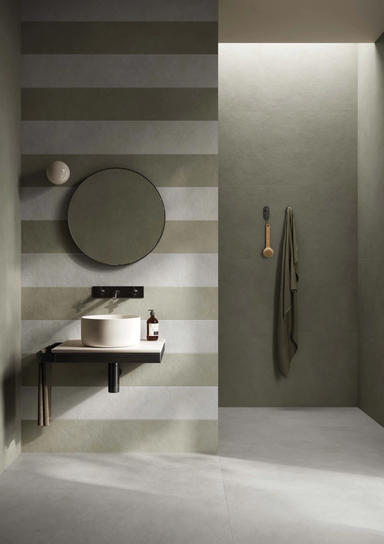 Gres Flaviker PALETTE efekt beton - aranzacja w eleganckiej lazience