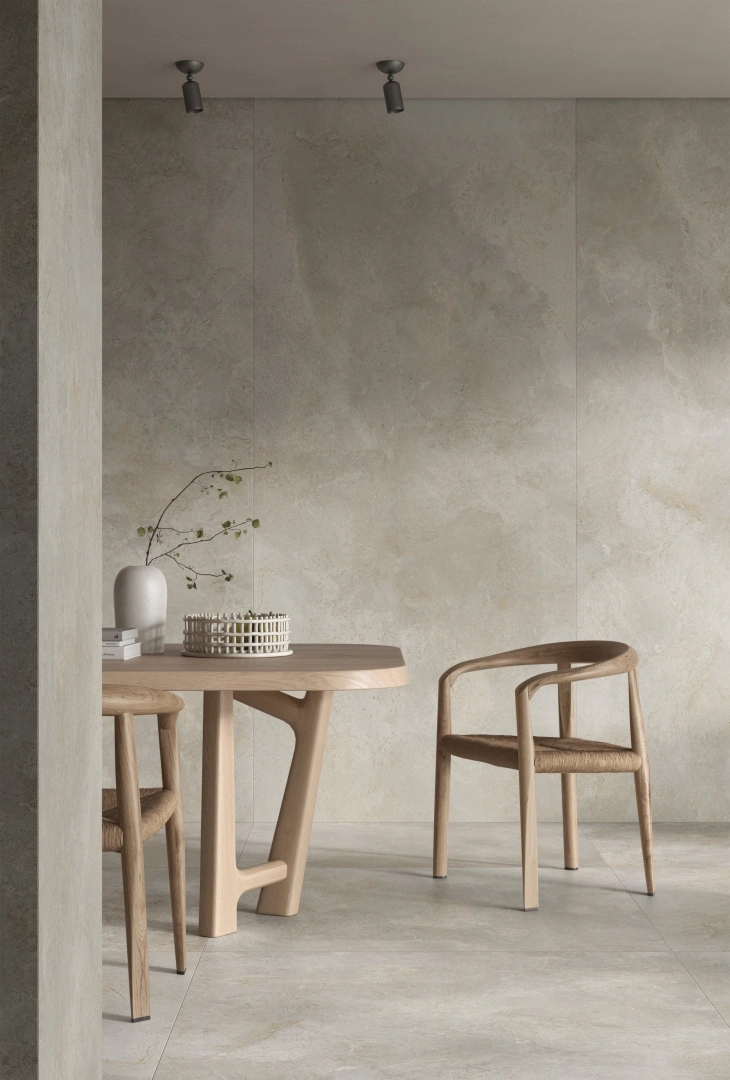 Gres Fmg ART STONE MAXFINE efekt kamień - aranzacja w przestronnym holu