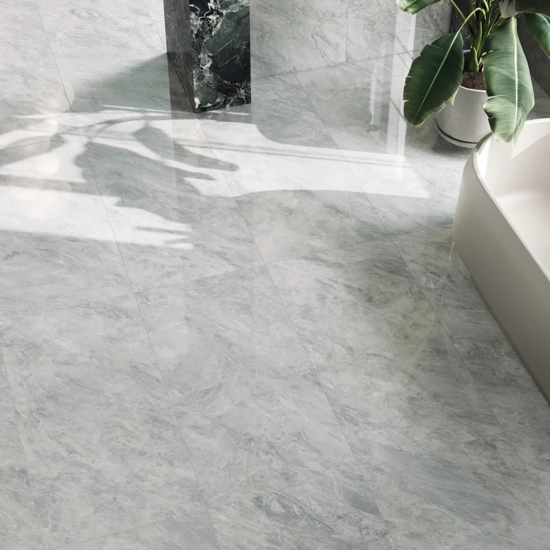 Gres Fmg SELECT efekt marmur - aranzacja w przy kominku