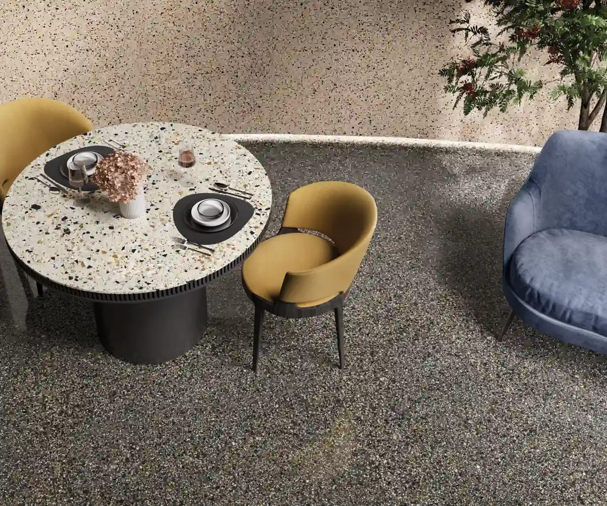 Gres Fmg RIALTO efekt terrazzo - aranzacja w eleganckiej lazience