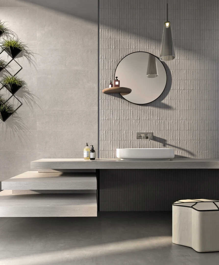 Gres Fmg URBAN ACTIVE efekt beton - aranzacja w elewacji domu