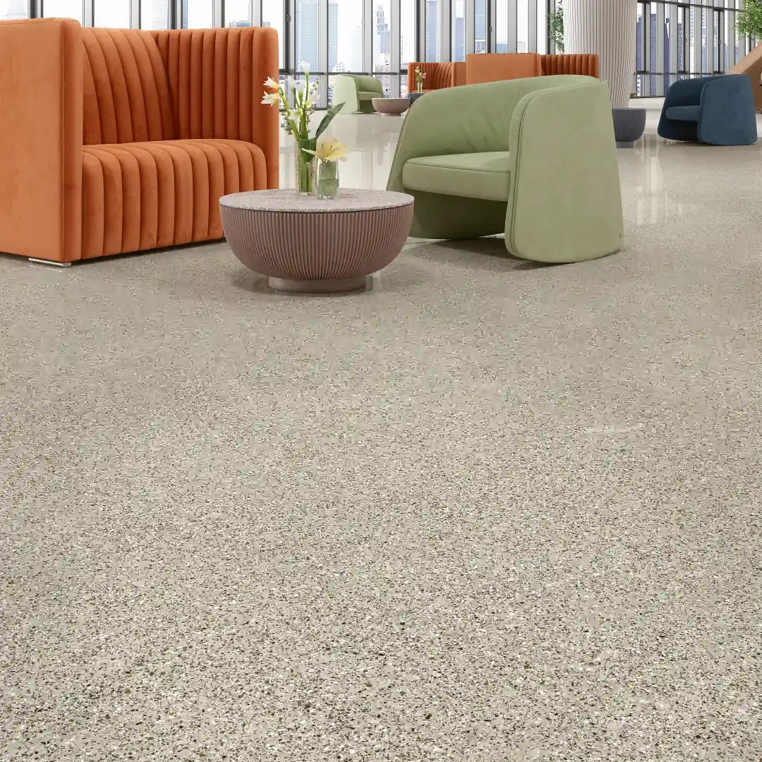 Gres Fmg PALLADIO efekt terrazzo - aranzacja w elewacji domu