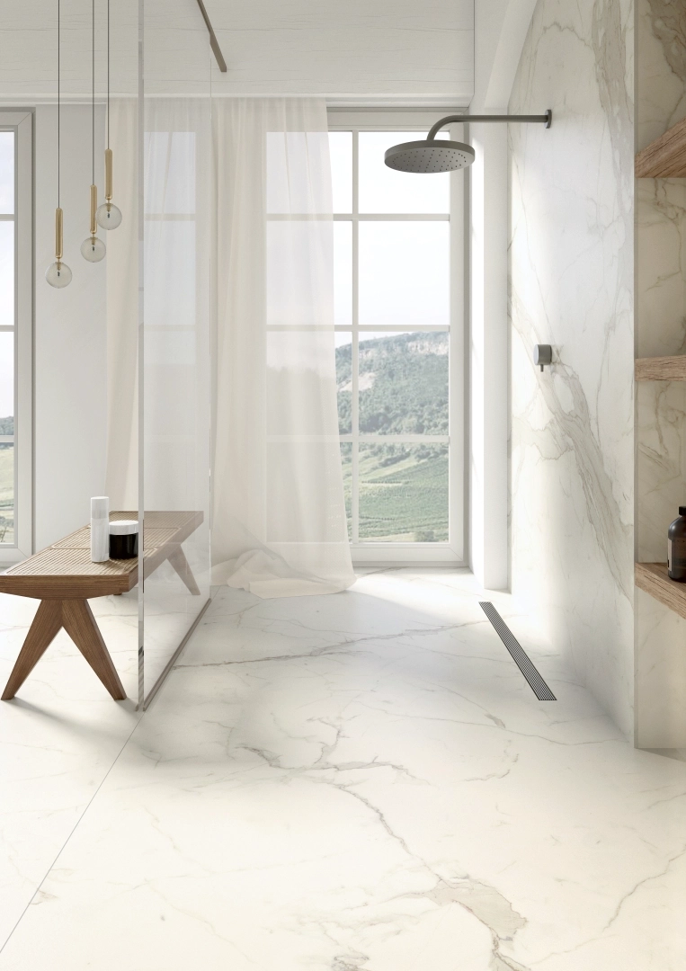 Gres Fmg MARBLE ACTIVE efekt marmur - aranzacja w elewacji domu