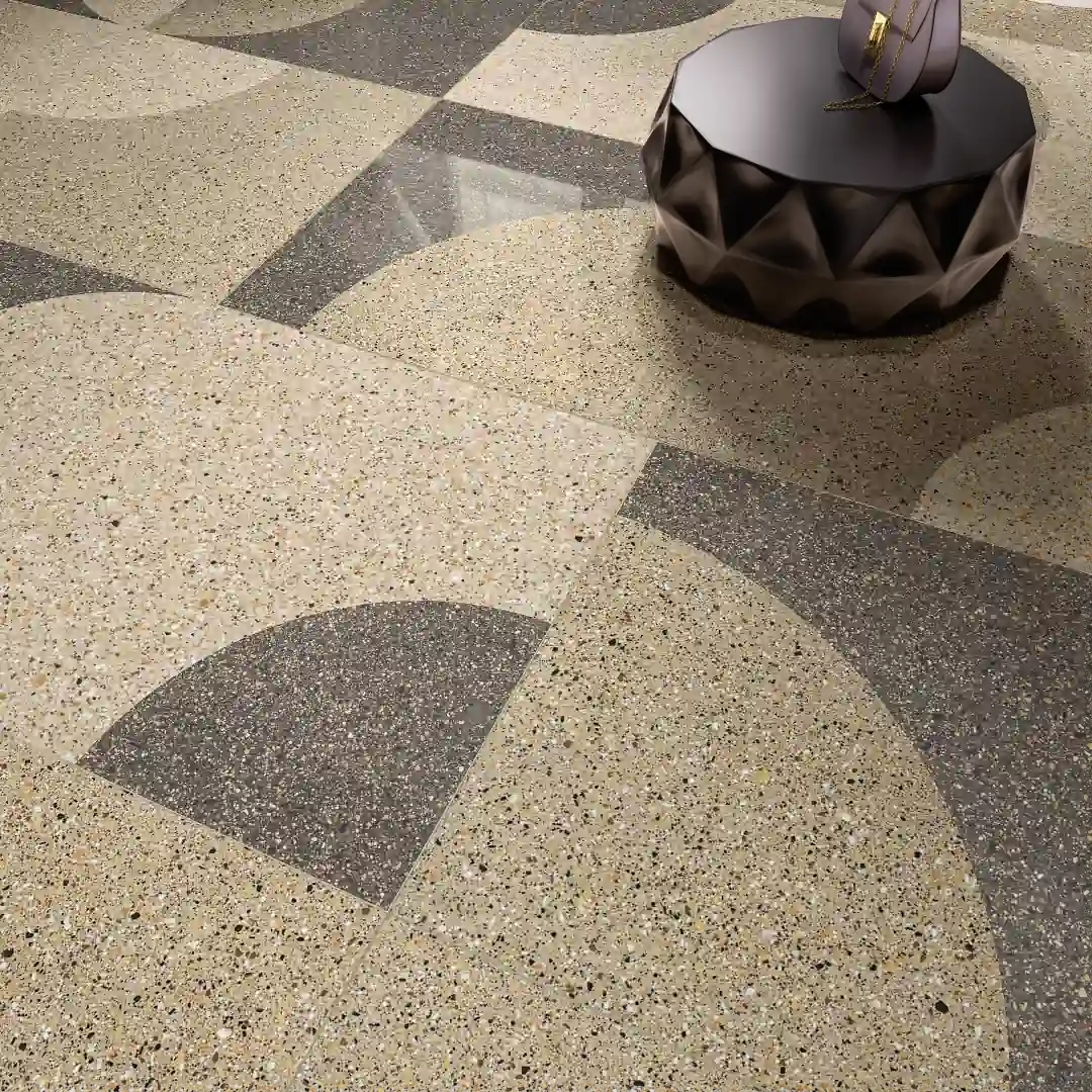 Gres Fmg PALLADIO efekt terrazzo - aranzacja w elewacji domu