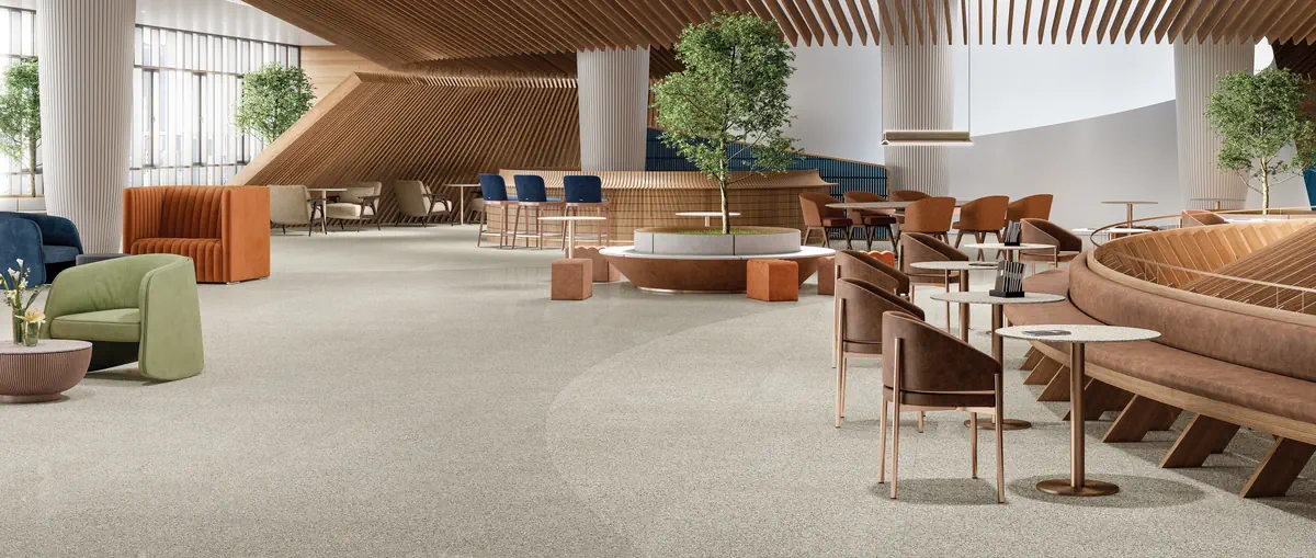 Gres Fmg PALLADIO efekt terrazzo - aranzacja w eleganckiej lazience