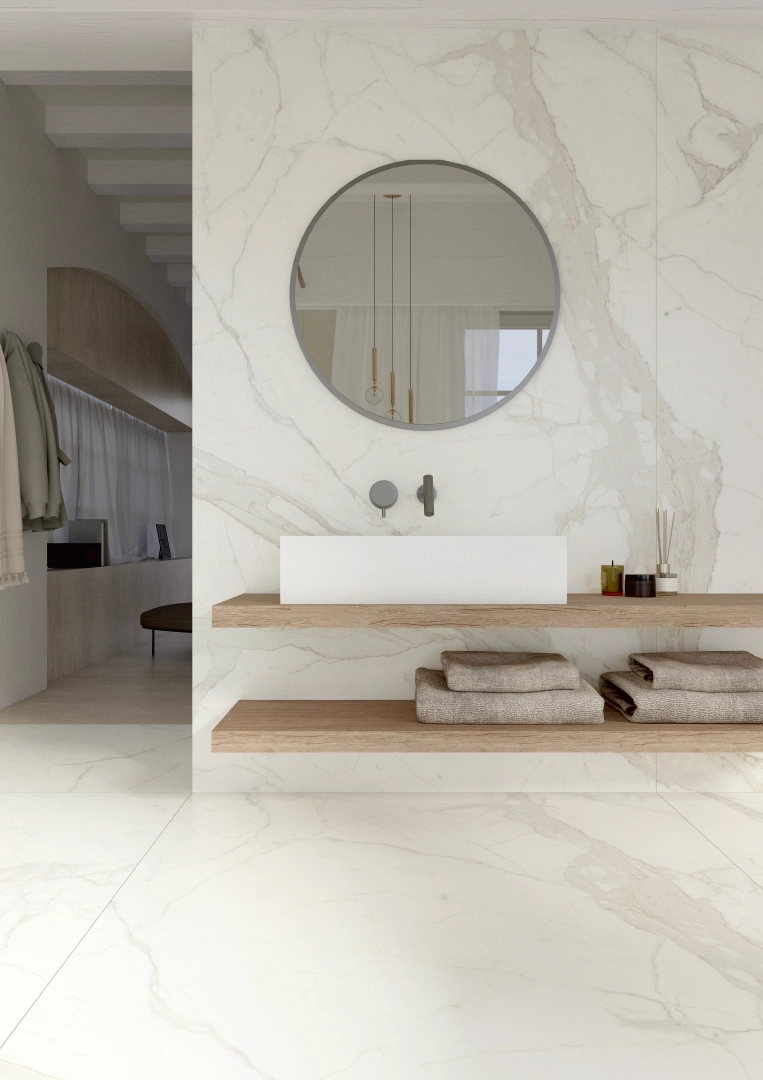 Gres Fmg MARBLE ACTIVE efekt marmur - aranzacja w eleganckiej lazience