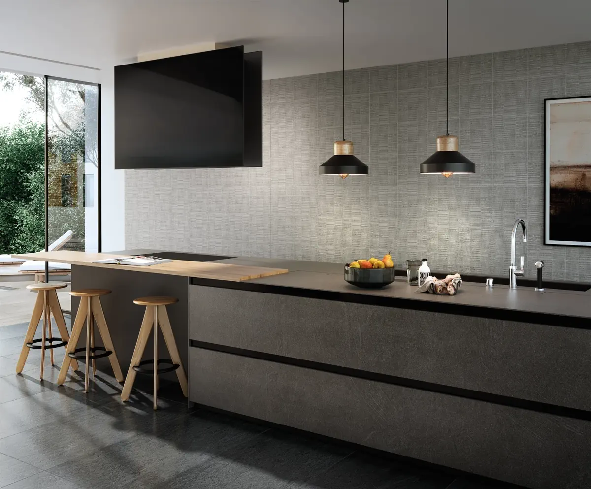 Gres Fmg QUARZITE efekt kamień - aranzacja w eleganckiej lazience