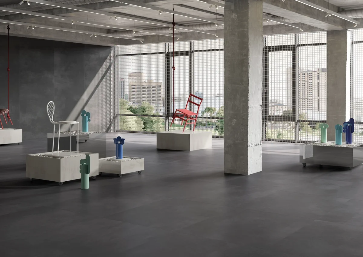 Gres Fmg HIGHWAY MAXFINE efekt beton - aranzacja w eleganckiej lazience