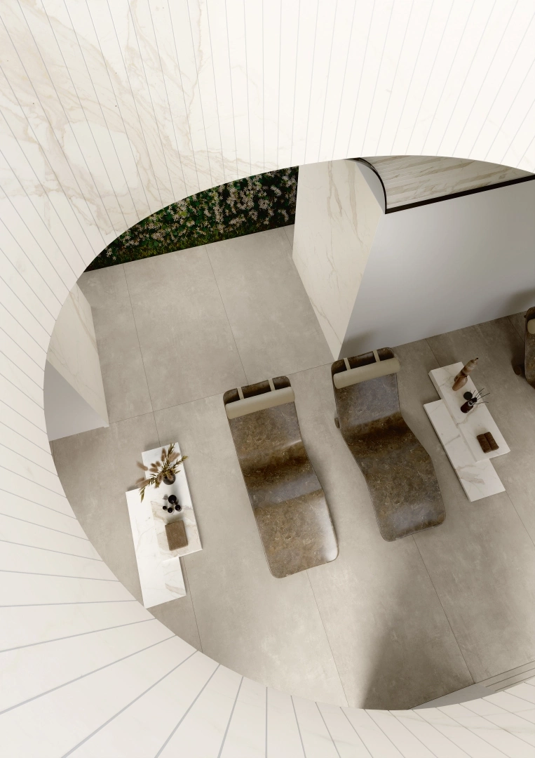 Gres Fmg MARBLE ACTIVE efekt marmur - aranzacja w elewacji domu