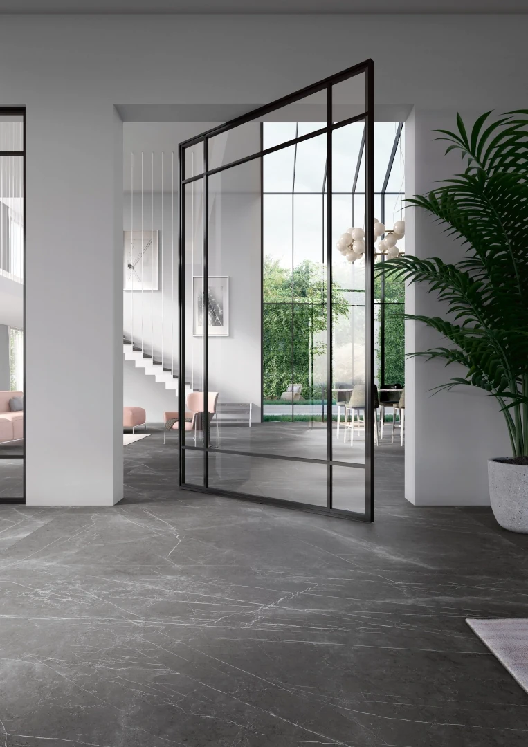 Gres Fmg MARBLE ACTIVE efekt marmur - aranzacja w przestronnym holu