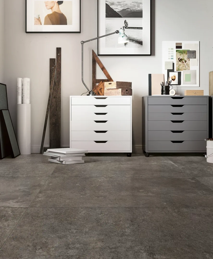 Gres Fondovalle REFRAME efekt beton - aranzacja w eleganckiej lazience