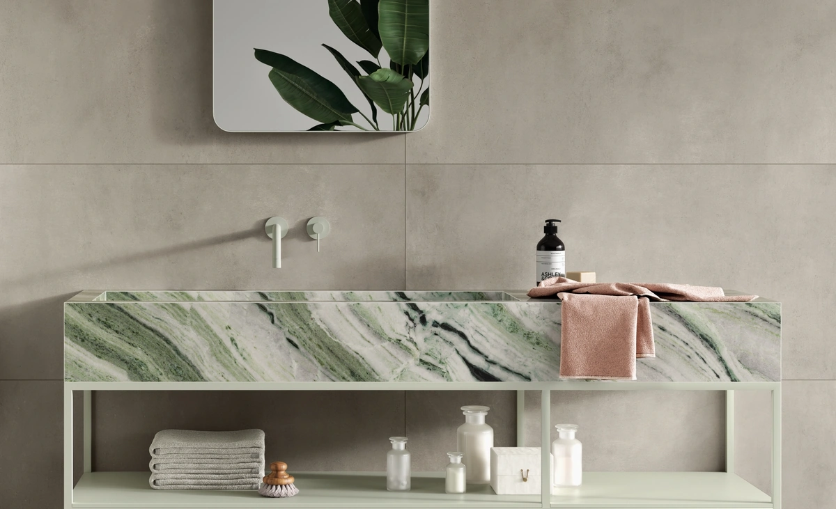 Gres Fondovalle HOMESCAPE efekt kamień - aranzacja w minimalistycznym wnetrzu