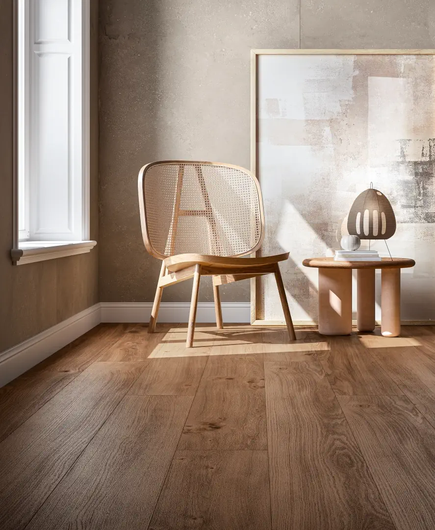 Gres Fondovalle KOMI efekt drewno, - aranzacja w eleganckiej lazience