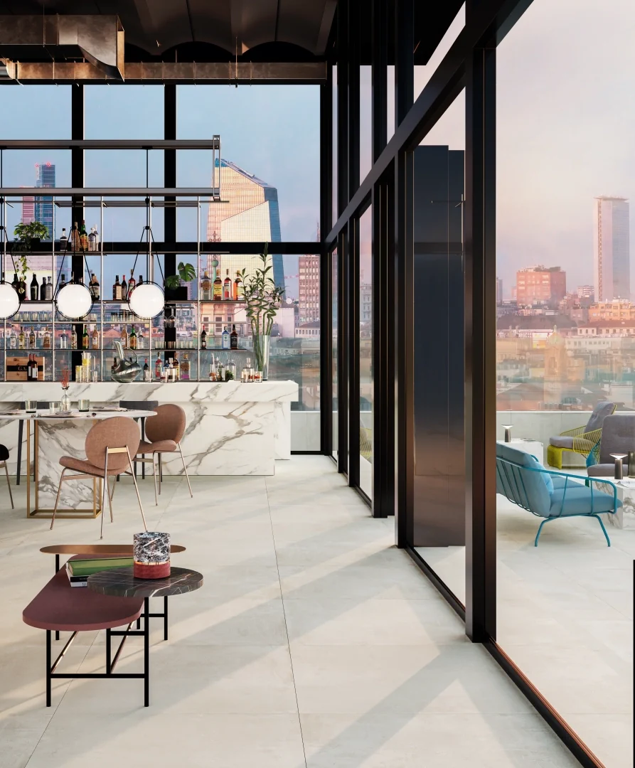 Gres Fondovalle PORTLAND efekt kamień - aranzacja w eleganckiej lazience
