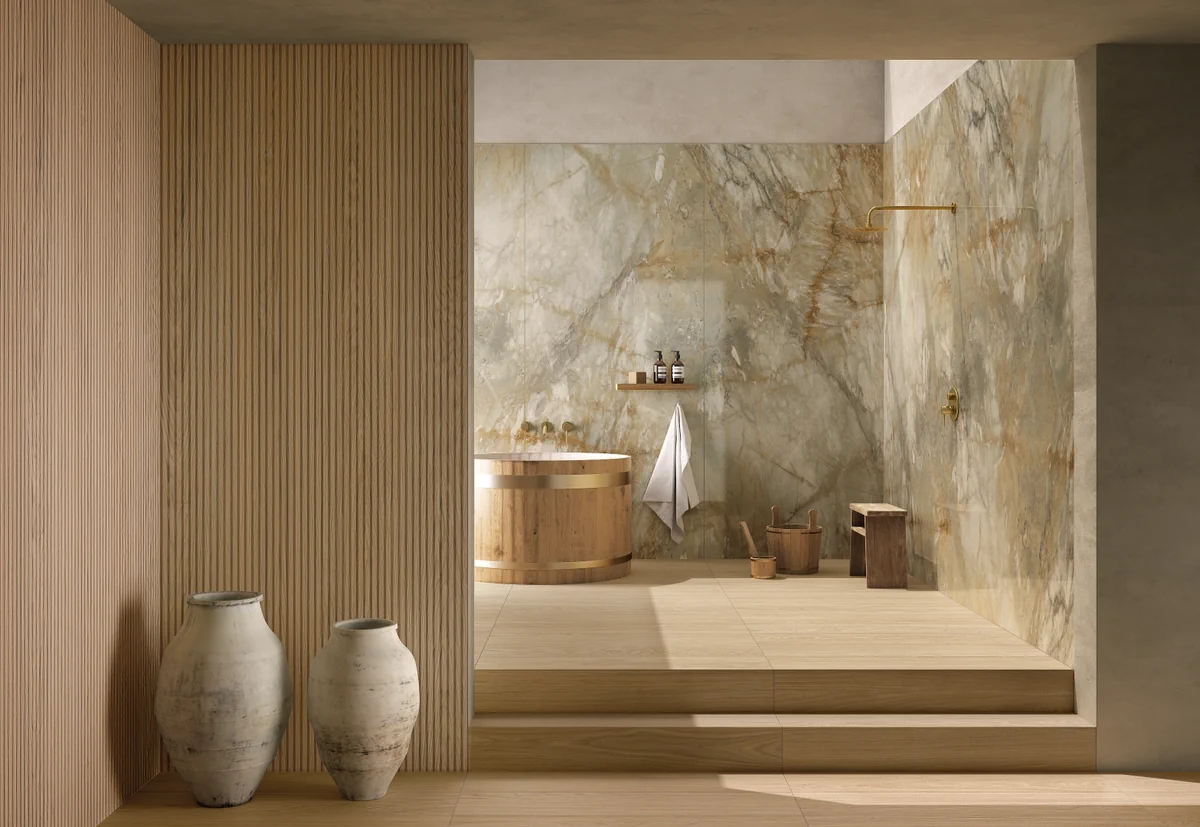 Gres Fondovalle INFINITO 2.0 efekt marmur, kolor, - aranzacja w eleganckiej lazience