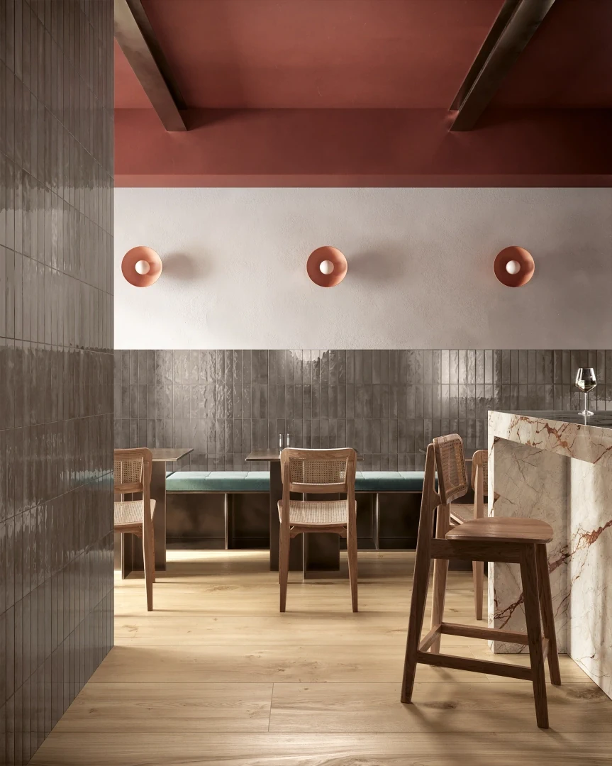 Gres Fondovalle BRIT efekt cegła - aranzacja w eleganckiej lazience