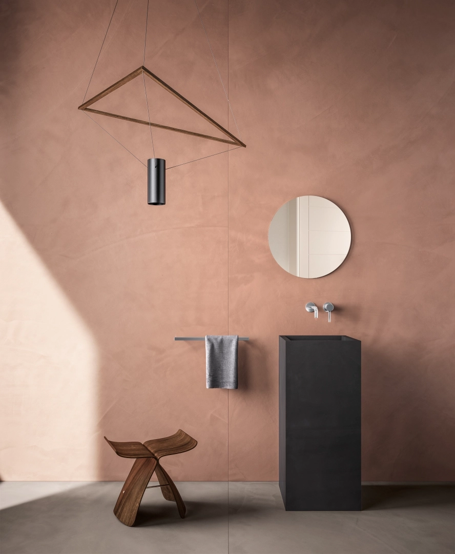 Gres Fondovalle RES ART efekt metal, terakota - aranzacja w minimalistycznym wnetrzu
