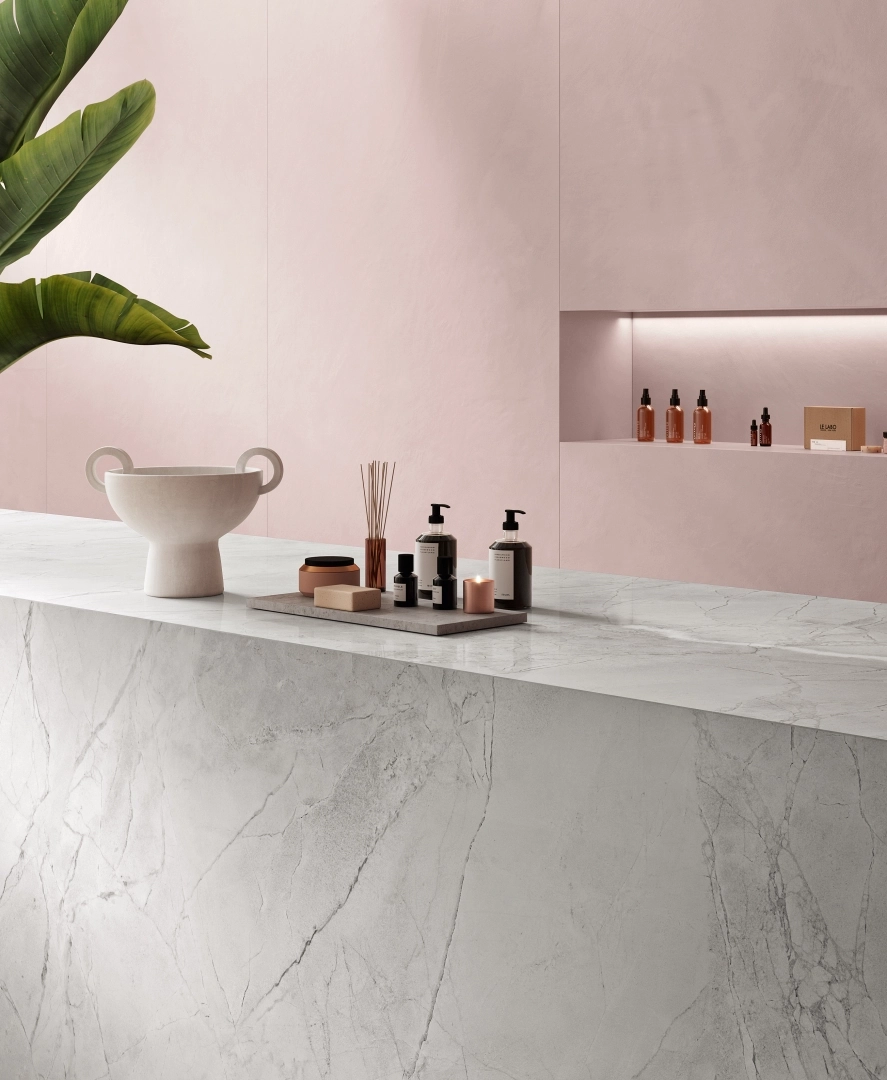 Gres Fondovalle RES ART efekt metal, terakota - aranzacja w eleganckiej lazience