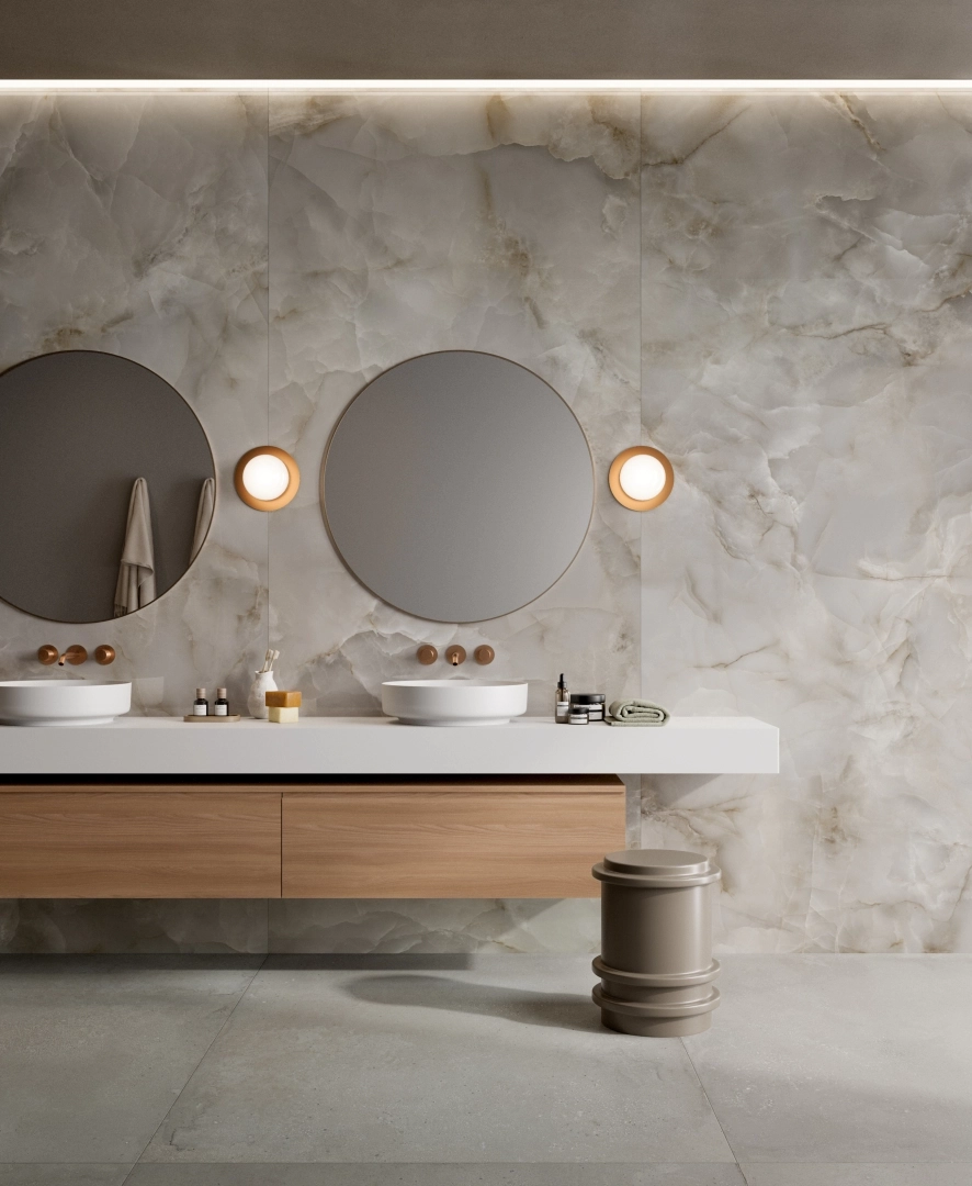 Gres Fondovalle INFINITO 2.0 efekt marmur, kolor, - aranzacja w eleganckiej lazience