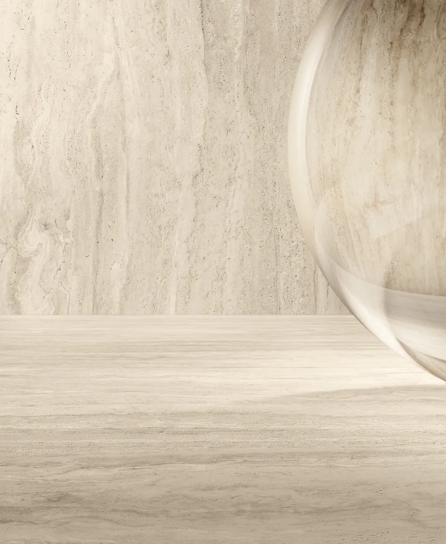 Gres Fondovalle ROYAL TRAVERTINO efekt marmur, - aranzacja w elewacji domu