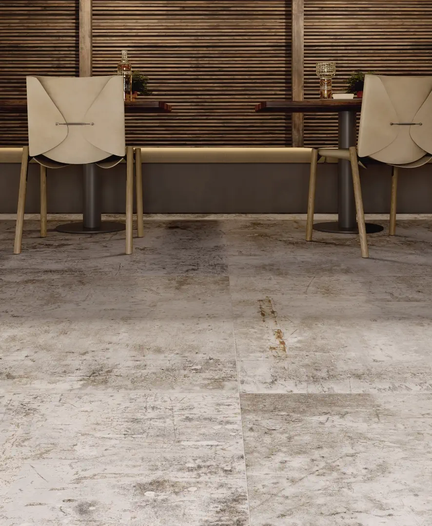 Gres Fondovalle URBAN CRAFT efekt kamień - aranzacja w minimalistycznym wnetrzu