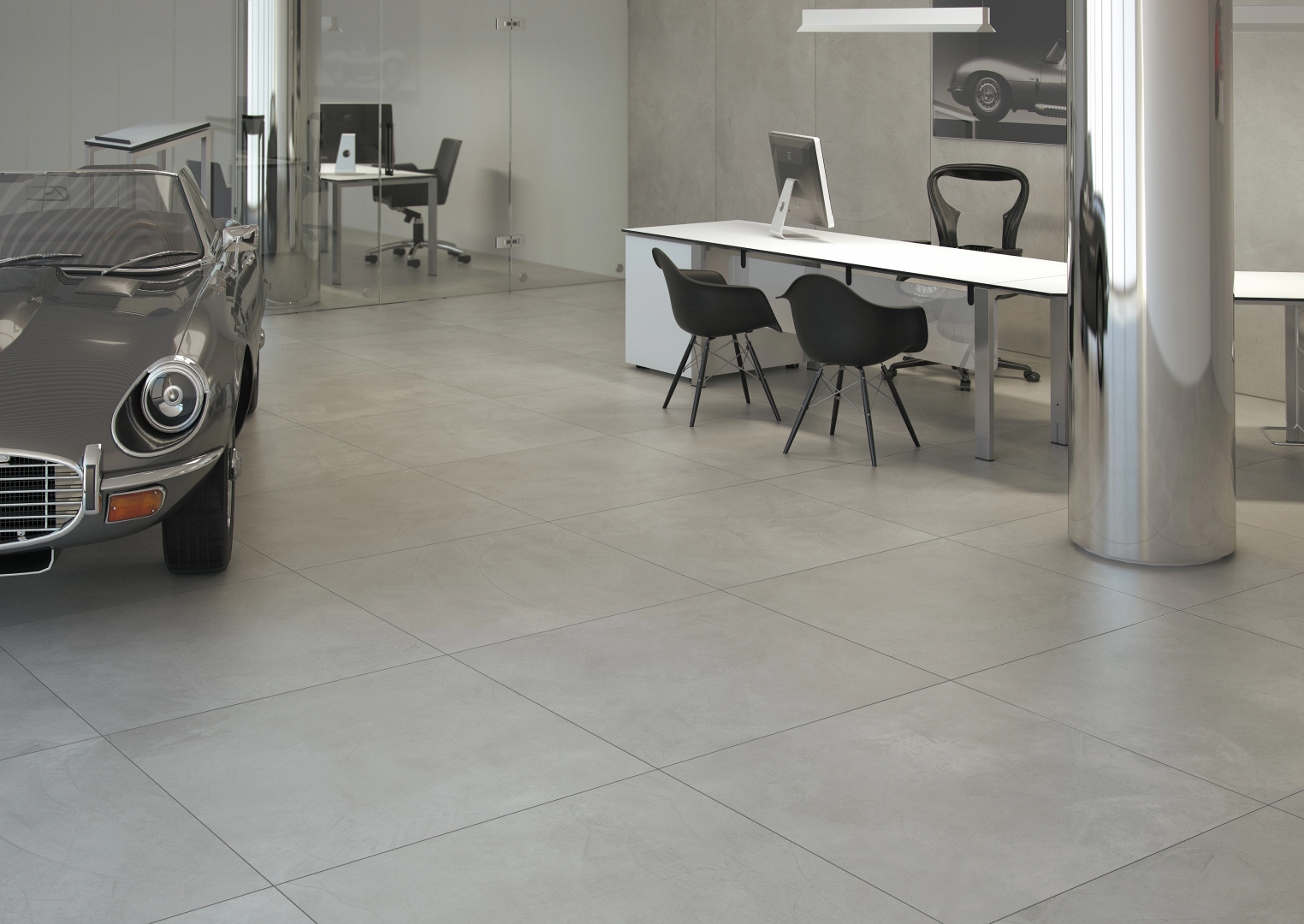 Gres Grespania TITAN efekt beton - aranzacja w elewacji domu