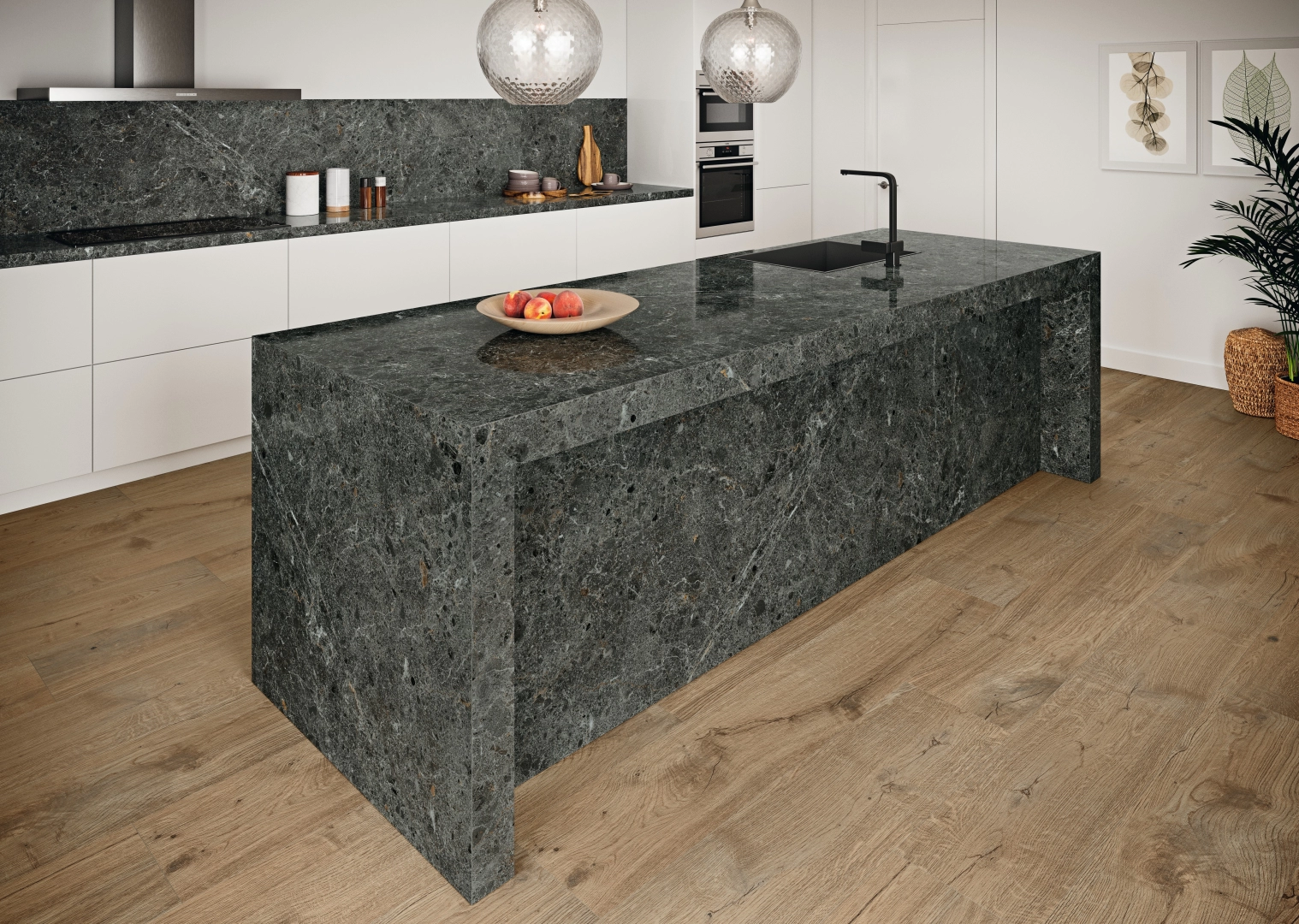 Gres Grespania ARTIC efekt terrazzo, marmur - aranzacja w elewacji domu