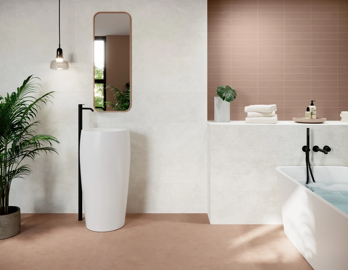 Gres Grespania SURFACE - - aranzacja w eleganckiej lazience