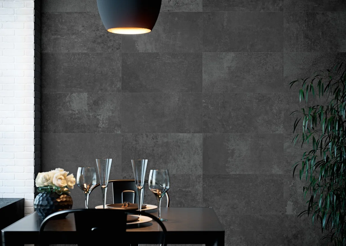 Gres Grespania MOMA efekt kamień, beton - aranzacja w eleganckiej lazience