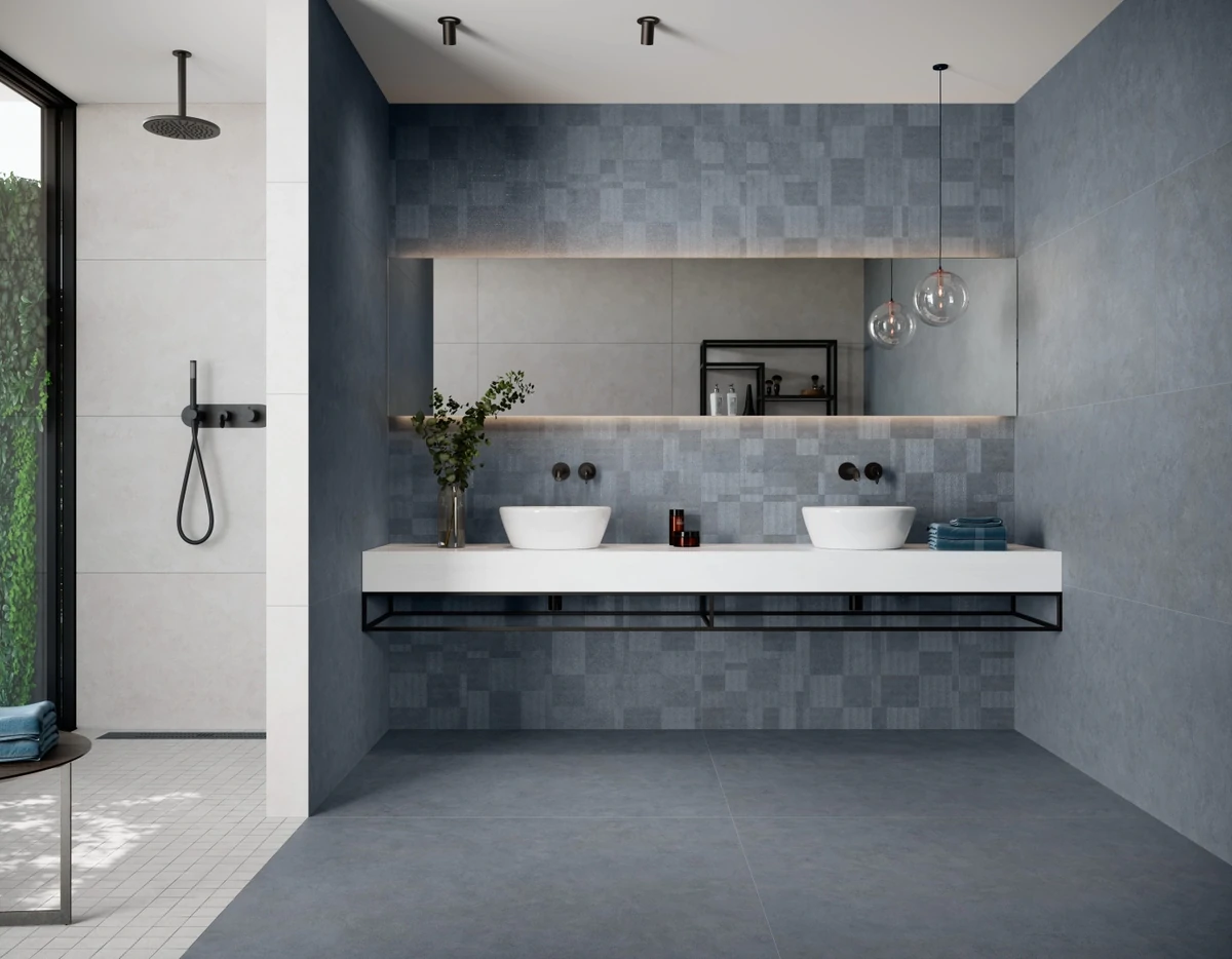 Gres Grespania SURFACE - - aranzacja w minimalistycznym wnetrzu