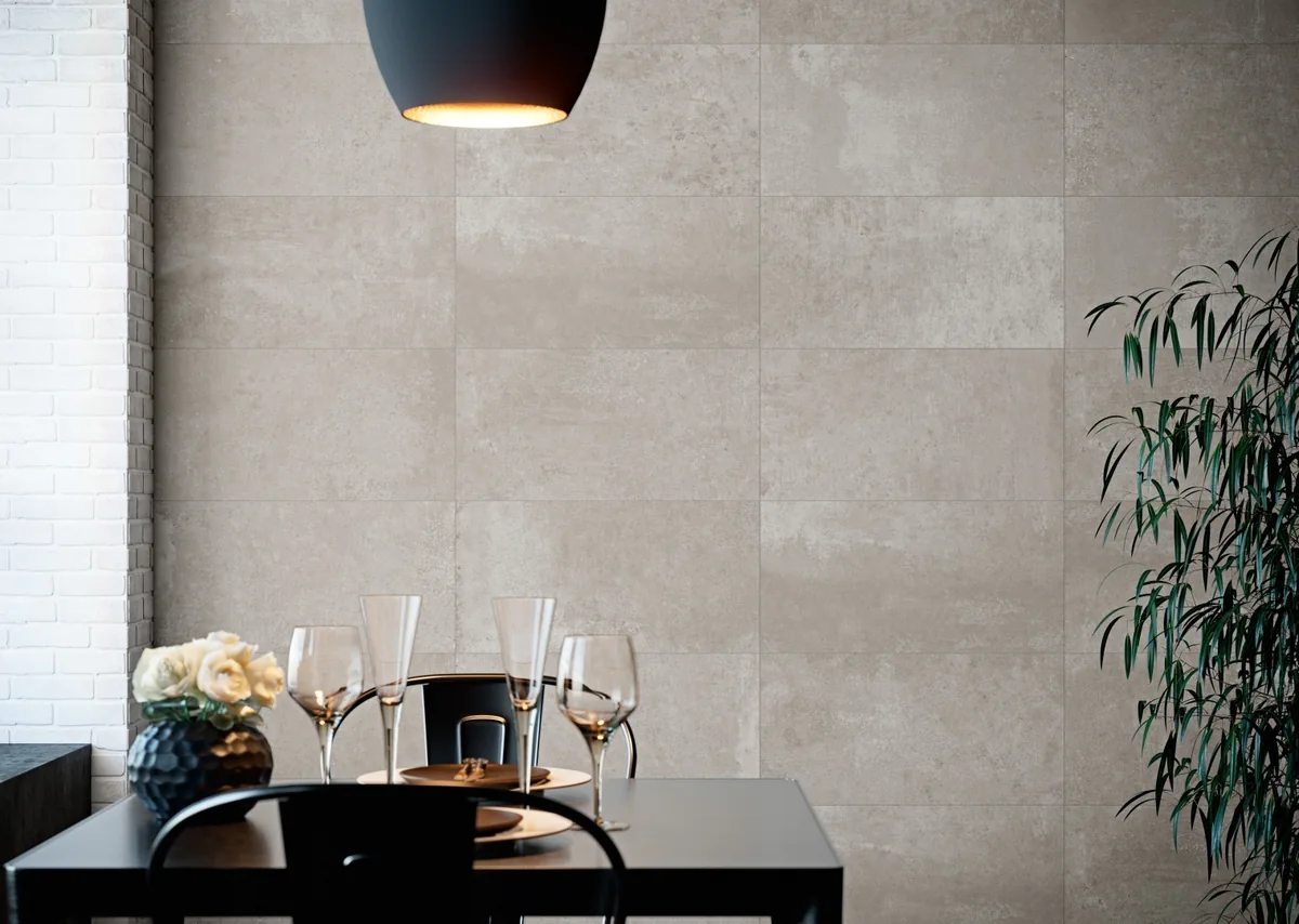 Gres Grespania MOMA efekt kamień, beton - aranzacja w eleganckiej lazience
