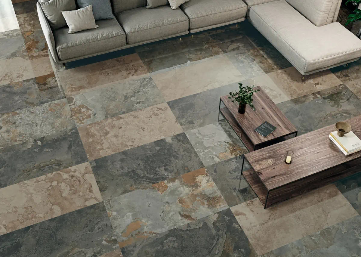 Gres Grespania YUKATAN - - aranzacja w eleganckiej lazience
