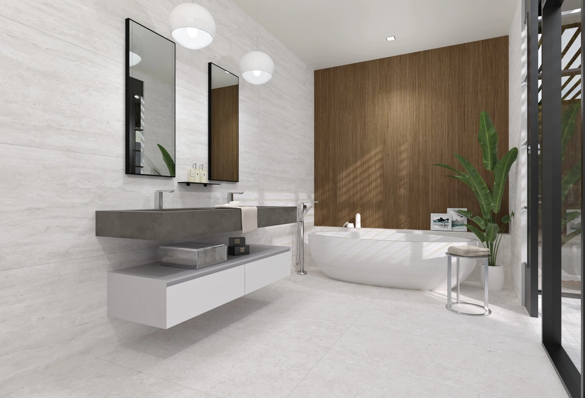 Gres Grespania CAPITOLIO - - aranzacja w eleganckiej lazience
